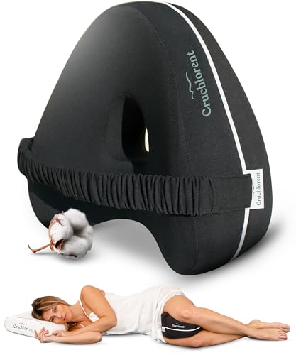 Cruchlorent Black Heart - Almohada Piernas Dormir - 100% Algodón - Diseñada para Dormir De Lado -...